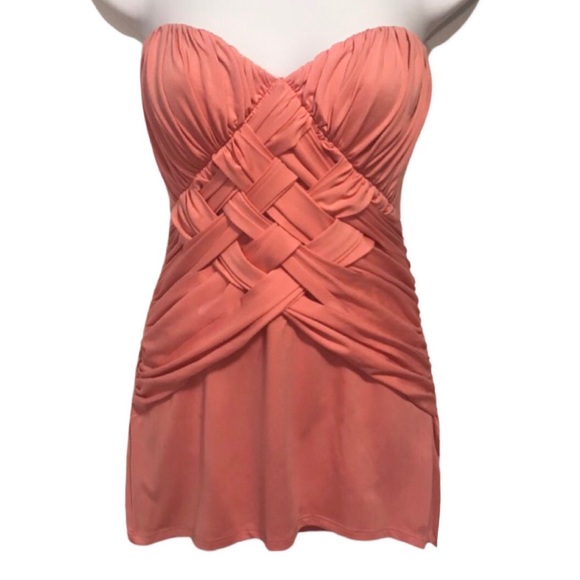 Marciano Sweetheart Weaved Coral Pink Tube Top - Picture 1 of 2